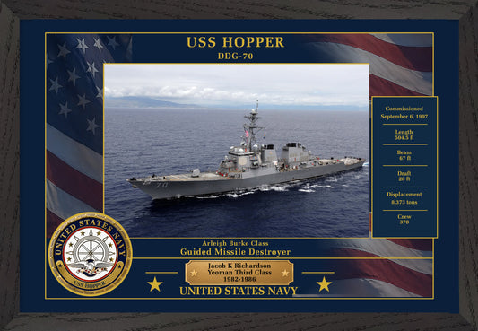 USS Hopper DDG-70 Framed Patriotic Photo