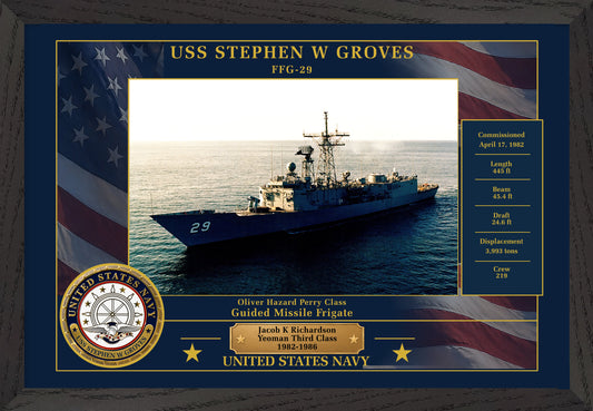 USS Stephen W Groves FFG-29 Framed Patriotic Photo