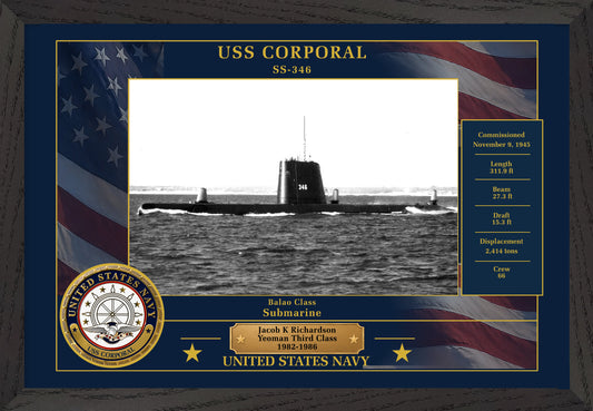 USS Corporal SS-346 Framed Patriotic Photo