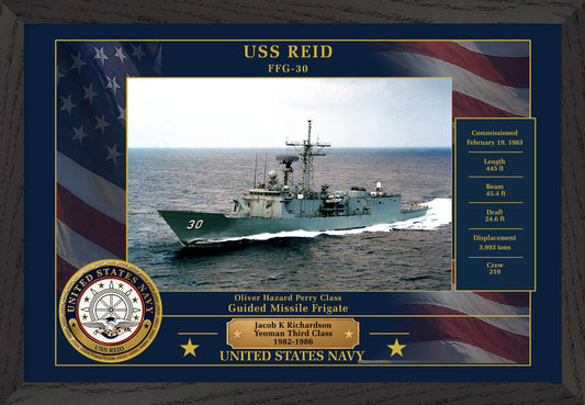 USS Reid FFG-30 Framed Patriotic Photo