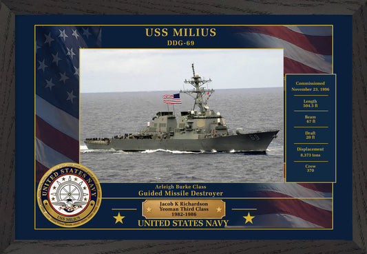 USS Milius DDG-69 Framed Patriotic Photo