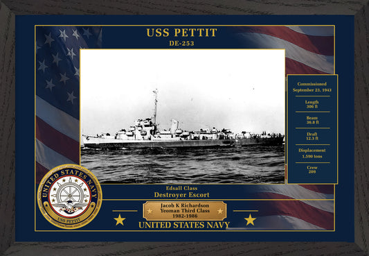 USS Pettit DE-253 Framed Patriotic Photo
