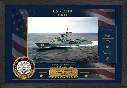 USS Reid FFG-30 Framed Patriotic Photo