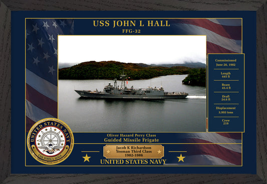 USS John L Hall FFG-32 Framed Patriotic Photo