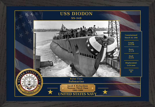 USS Diodon SS-349 Framed Patriotic Photo