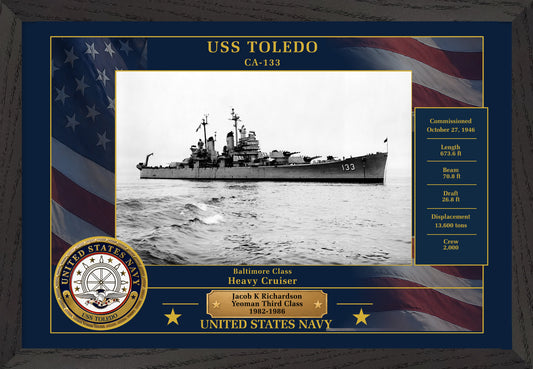 USS Toledo CA-133 Framed Patriotic Photo