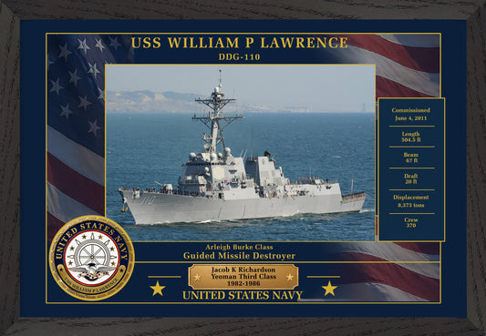 USS William P Lawrence DDG-110 Framed Patriotic Photo