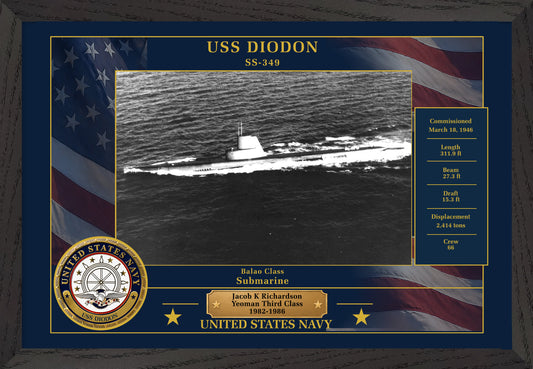 USS Diodon SS-349 Framed Patriotic Photo