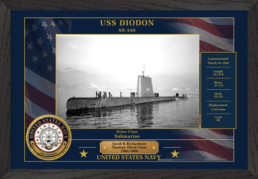 USS Diodon SS-349 Framed Patriotic Photo
