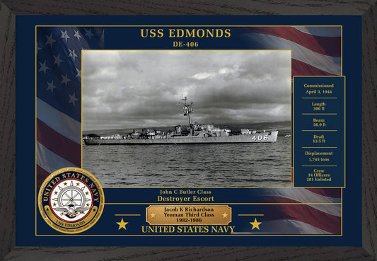 USS Edmonds DE-406 Framed Patriotic Photo