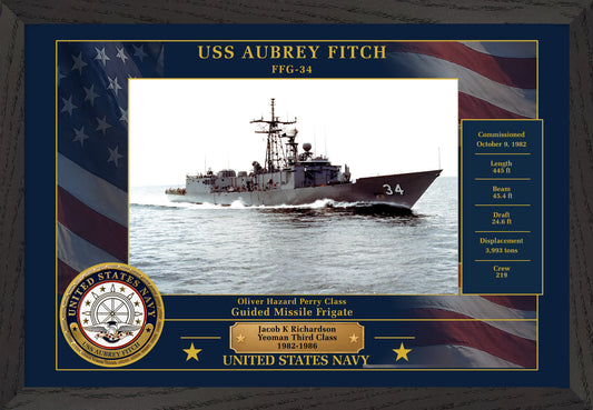 USS Aubrey Fitch FFG-34 Framed Patriotic Photo