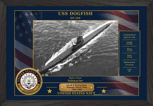 USS Dogfish SS-350 Framed Patriotic Photo