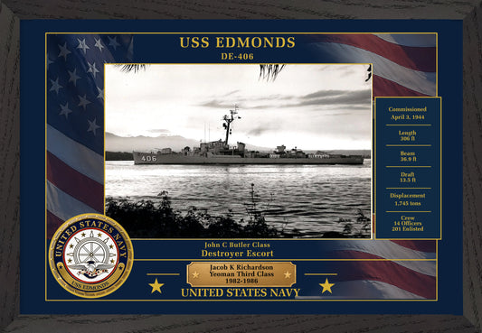 USS Edmonds DE-406 Framed Patriotic Photo