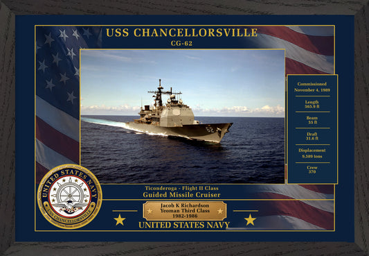 USS Chancellorsville CG-62 Framed Patriotic Photo