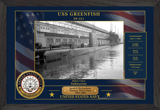 USS Greenfish SS-351 Framed Patriotic Photo