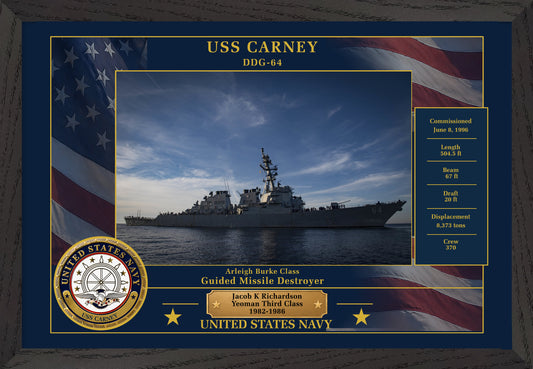 USS Carney DDG-64 Framed Patriotic Photo