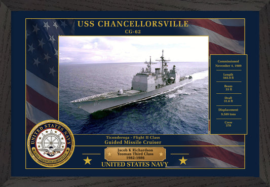 USS Chancellorsville CG-62 Framed Patriotic Photo