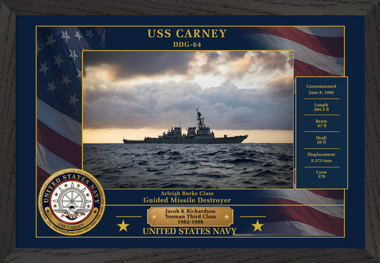 USS Carney DDG-64 Framed Patriotic Photo