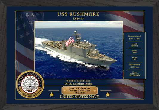 USS Rushmore LSD-47 Framed Patriotic Photo