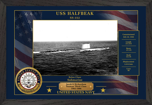 USS Halfbeak SS-352 Framed Patriotic Photo