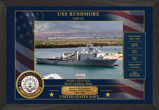 USS Rushmore LSD-47 Framed Patriotic Photo