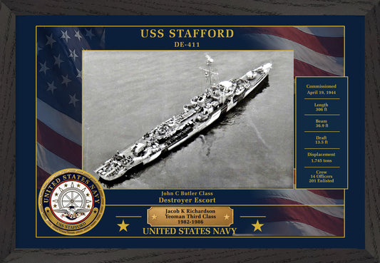 USS Stafford DE-411 Framed Patriotic Photo