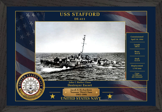 USS Stafford DE-411 Framed Patriotic Photo