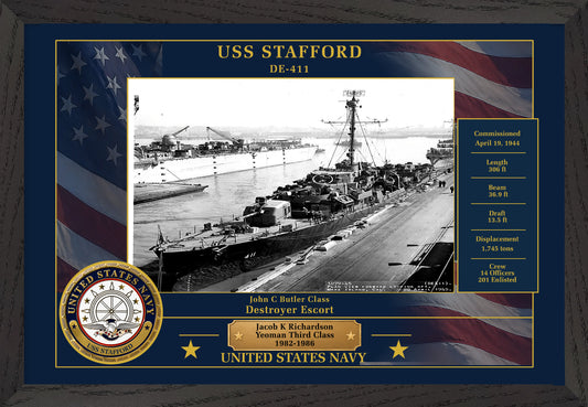 USS Stafford DE-411 Framed Patriotic Photo
