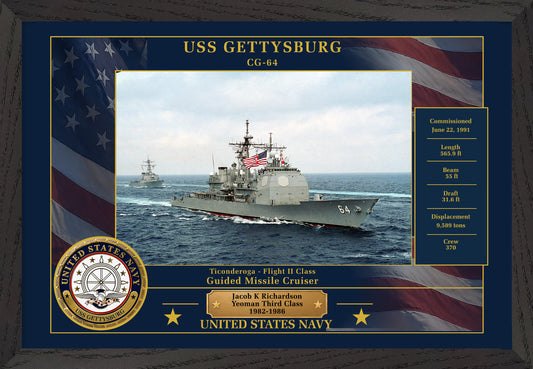 USS Gettysburg CG-64 Framed Patriotic Photo