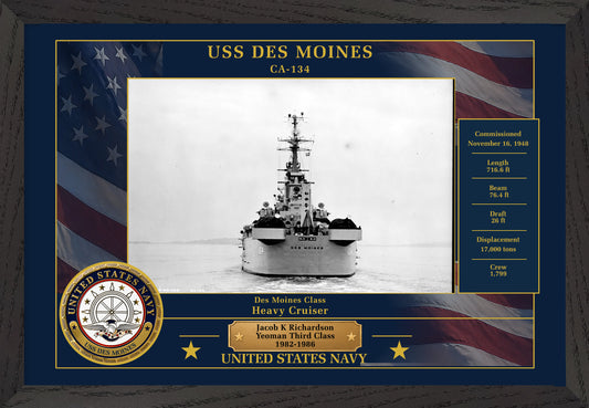 USS Des Moines CA-134 Framed Patriotic Photo