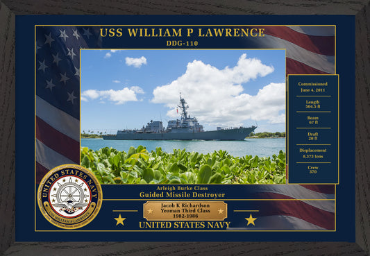 USS William P Lawrence DDG-110 Framed Patriotic Photo