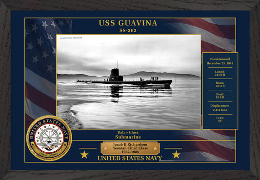 USS Guavina SS-362 Framed Patriotic Photo