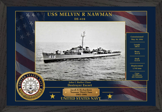 USS Melvin R Nawman DE-416 Framed Patriotic Photo