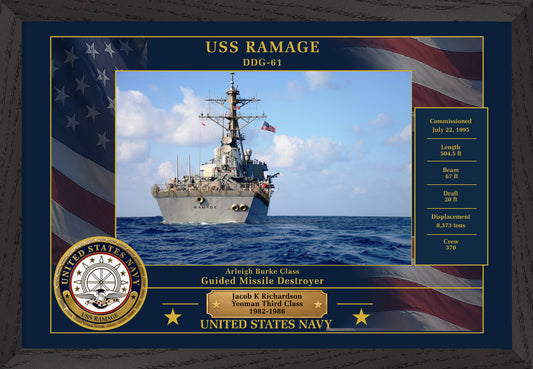 USS Ramage DDG-61 Framed Patriotic Photo