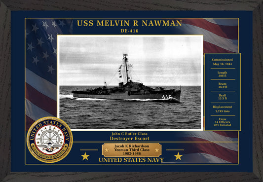 USS Melvin R Nawman DE-416 Framed Patriotic Photo