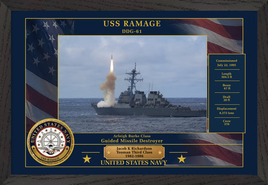 USS Ramage DDG-61 Framed Patriotic Photo