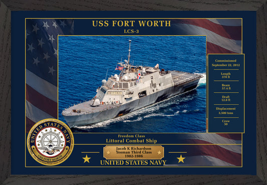 USS Fort Worth LCS-3 Framed Patriotic Photo