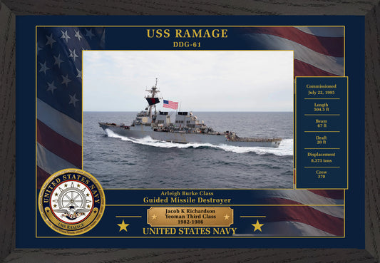 USS Ramage DDG-61 Framed Patriotic Photo