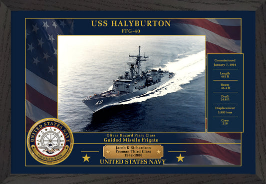 USS Halyburton FFG-40 Framed Patriotic Photo