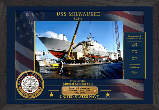 USS Milwaukee LCS-5 Framed Patriotic Photo
