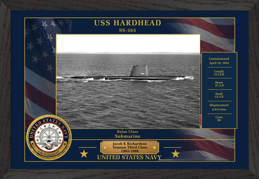 USS Hardhead SS-365 Framed Patriotic Photo