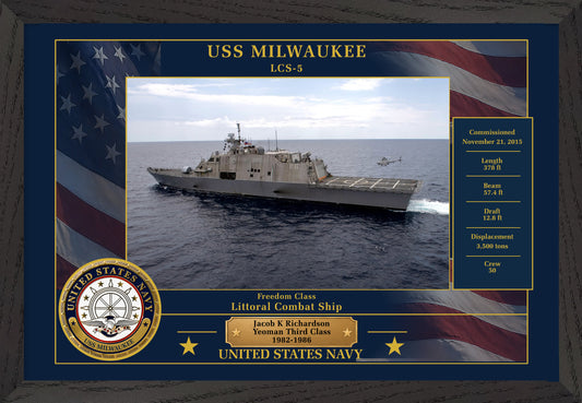 USS Milwaukee LCS-5 Framed Patriotic Photo