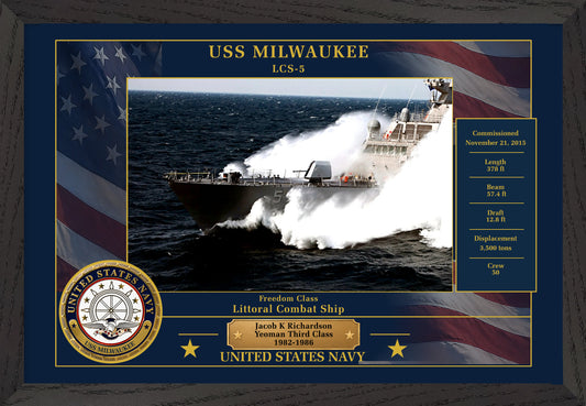 USS Milwaukee LCS-5 Framed Patriotic Photo