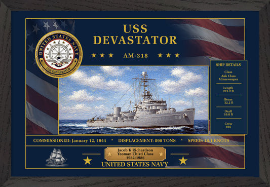 USS Devastator AM-318 Framed Patriotic Art