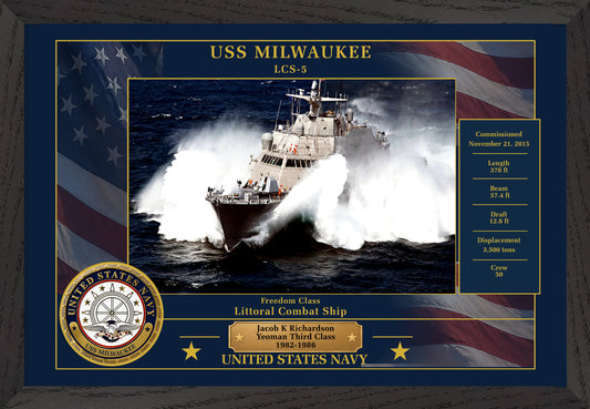 USS Milwaukee LCS-5 Framed Patriotic Photo