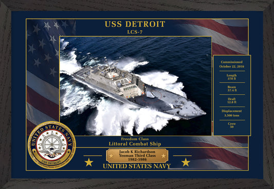 USS Detroit LCS-7 Framed Patriotic Photo