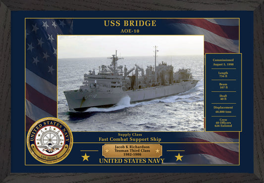 USS Bridge AOE-10 Framed Patriotic Photo