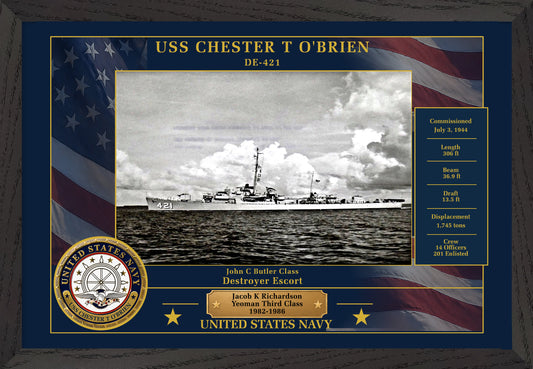 USS Chester T Obrien DE-421 Framed Patriotic Photo