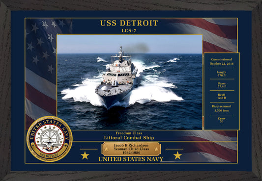 USS Detroit LCS-7 Framed Patriotic Photo