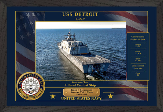 USS Detroit LCS-7 Framed Patriotic Photo
